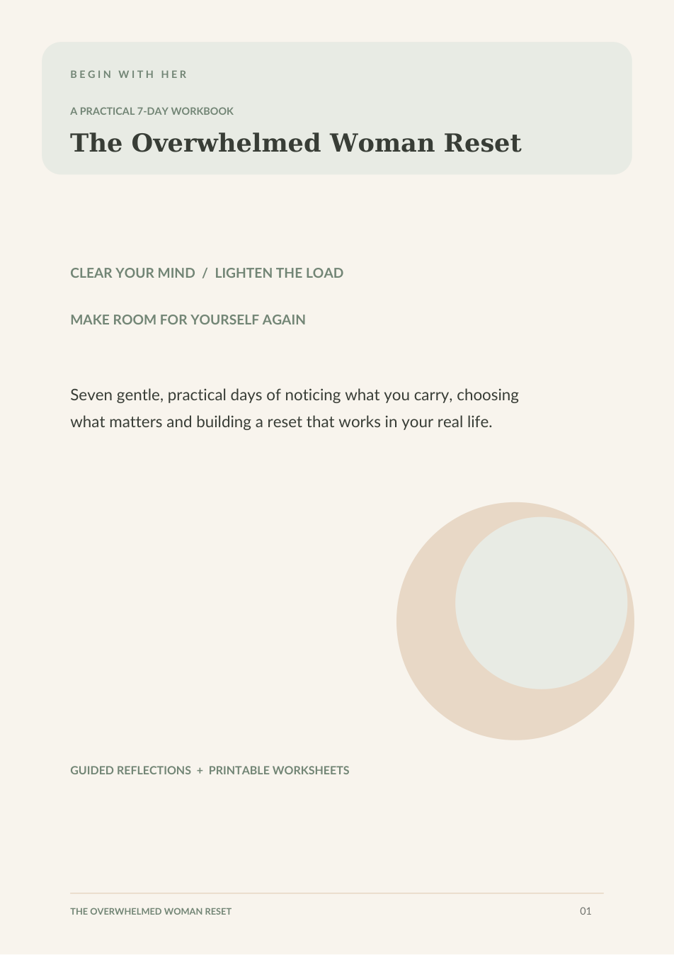 The Overwhelmed Woman Reset – 7 Day Self Care Workbook