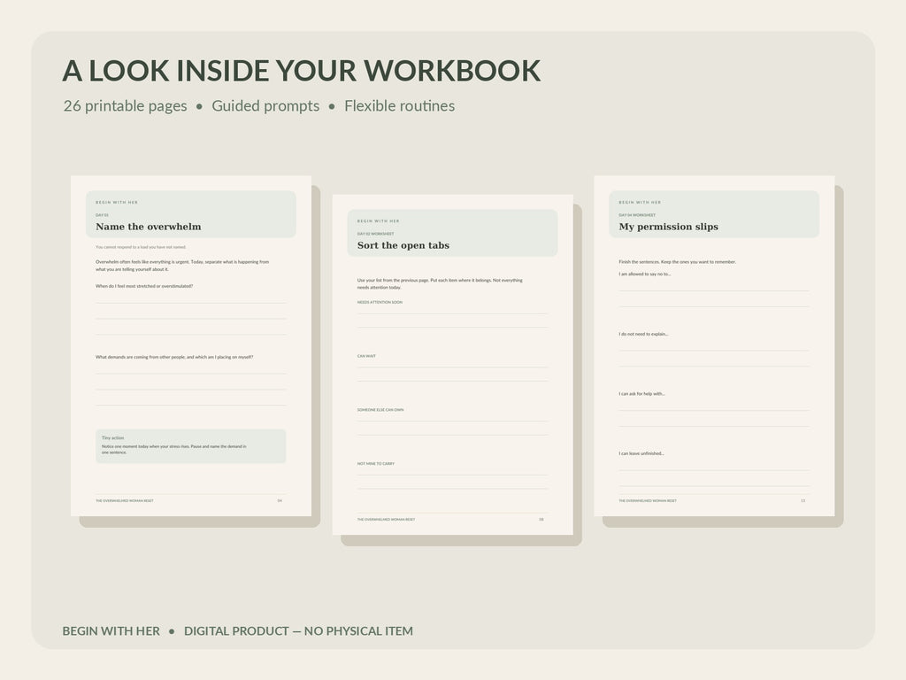 The Overwhelmed Woman Reset – 7 Day Self Care Workbook