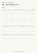 My Gentle Weekly Reset – Printable Weekly Planner